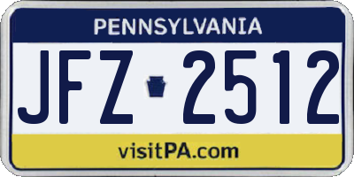 PA license plate JFZ2512