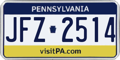 PA license plate JFZ2514