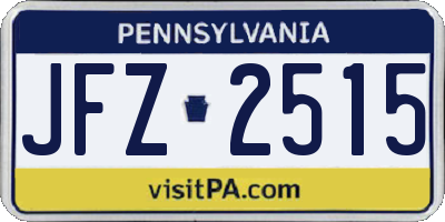 PA license plate JFZ2515