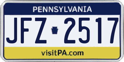 PA license plate JFZ2517