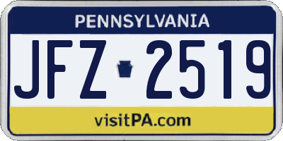 PA license plate JFZ2519