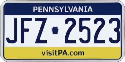 PA license plate JFZ2523