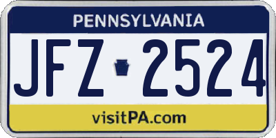 PA license plate JFZ2524