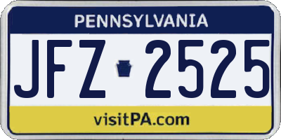 PA license plate JFZ2525