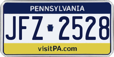 PA license plate JFZ2528