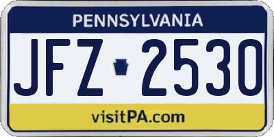 PA license plate JFZ2530