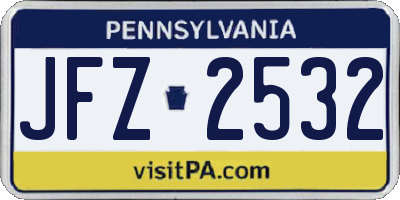PA license plate JFZ2532