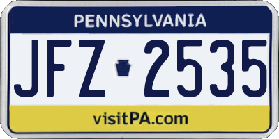 PA license plate JFZ2535