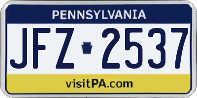PA license plate JFZ2537