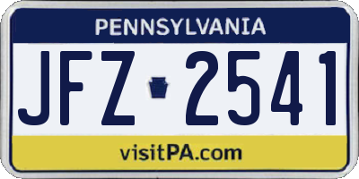 PA license plate JFZ2541