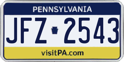 PA license plate JFZ2543