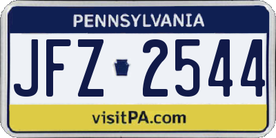 PA license plate JFZ2544
