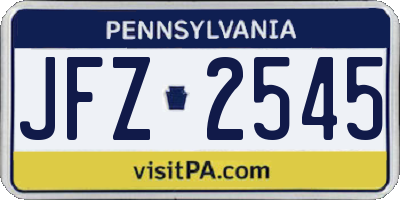 PA license plate JFZ2545