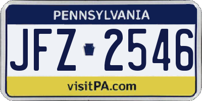 PA license plate JFZ2546