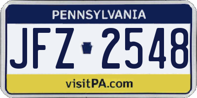 PA license plate JFZ2548