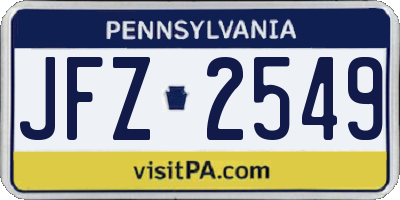 PA license plate JFZ2549