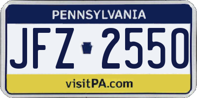 PA license plate JFZ2550