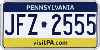 PA license plate JFZ2555