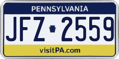PA license plate JFZ2559