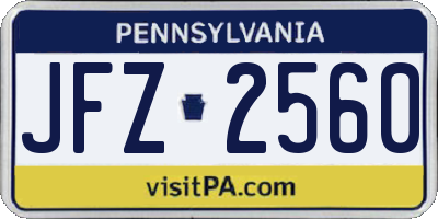 PA license plate JFZ2560