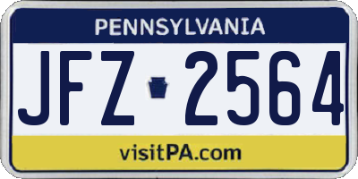 PA license plate JFZ2564
