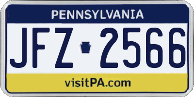 PA license plate JFZ2566