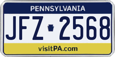 PA license plate JFZ2568