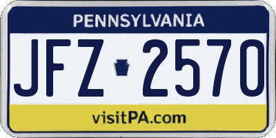 PA license plate JFZ2570