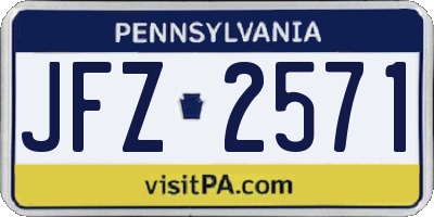 PA license plate JFZ2571