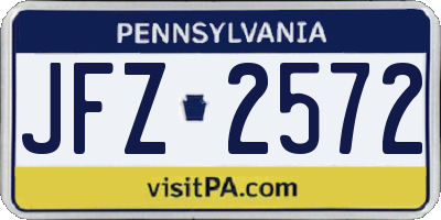 PA license plate JFZ2572