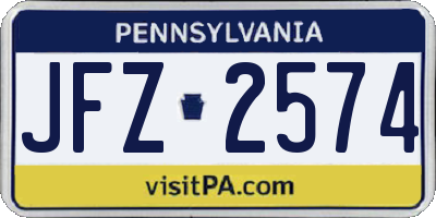 PA license plate JFZ2574