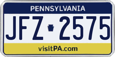 PA license plate JFZ2575