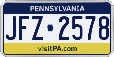 PA license plate JFZ2578