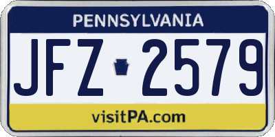 PA license plate JFZ2579