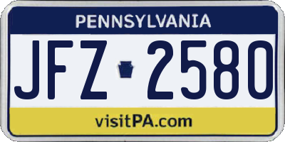 PA license plate JFZ2580