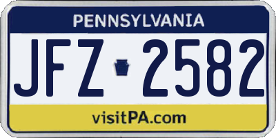 PA license plate JFZ2582