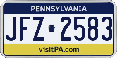 PA license plate JFZ2583