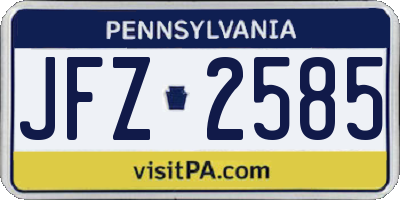 PA license plate JFZ2585