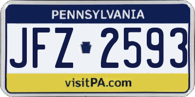 PA license plate JFZ2593