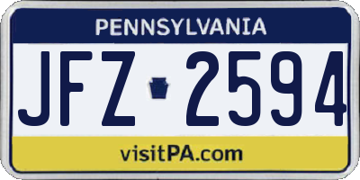 PA license plate JFZ2594