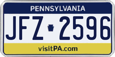 PA license plate JFZ2596