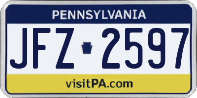 PA license plate JFZ2597