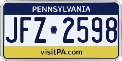 PA license plate JFZ2598