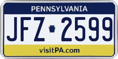PA license plate JFZ2599