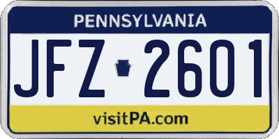PA license plate JFZ2601