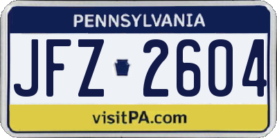 PA license plate JFZ2604