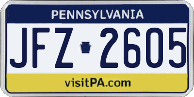 PA license plate JFZ2605