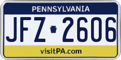 PA license plate JFZ2606