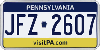 PA license plate JFZ2607
