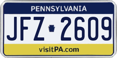 PA license plate JFZ2609